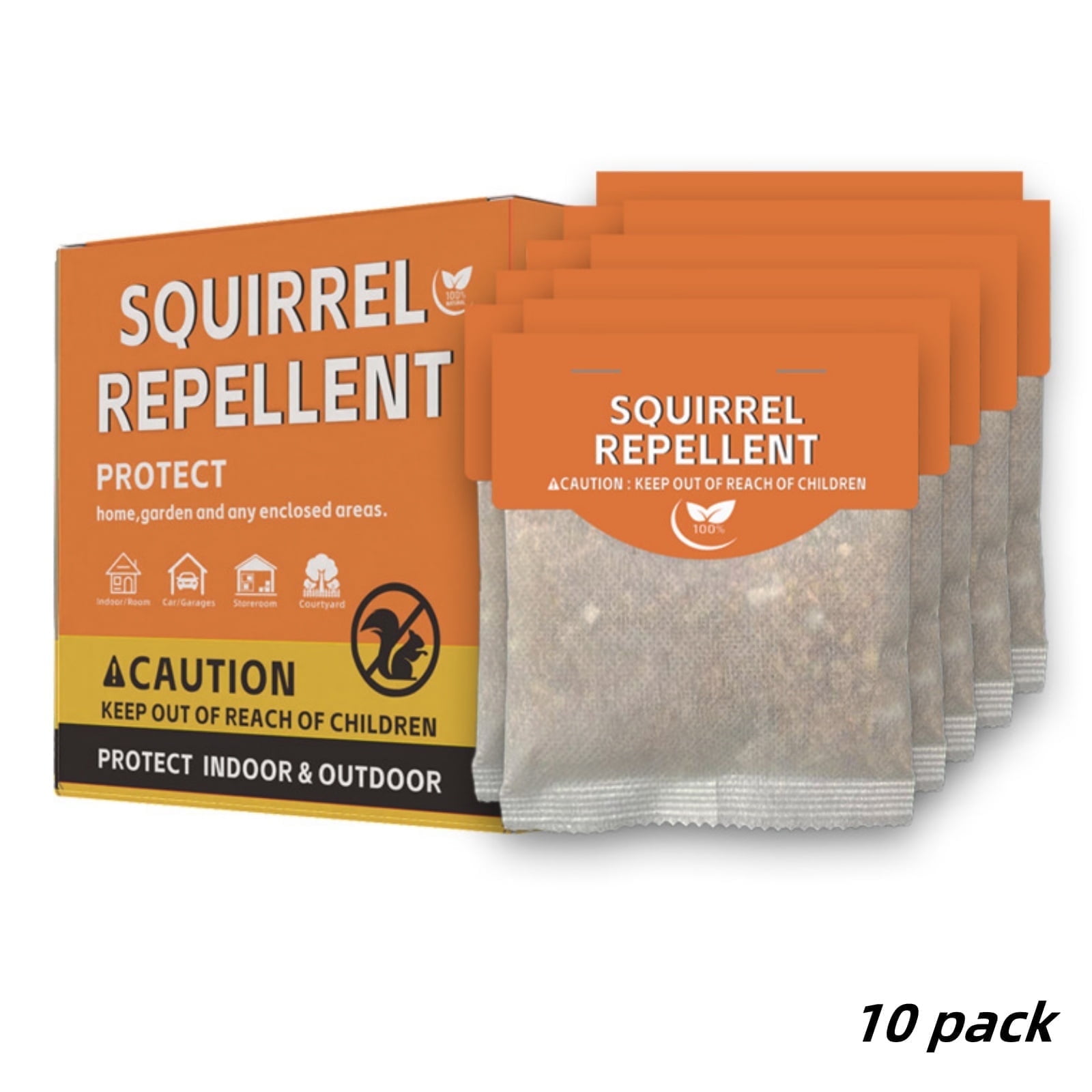 Paddsun Squirrel Repellent 10 Pack, Natural Deterrent to Keep Squirrels & Chipmunks Out of Car Engine, Attic, Garage, Garden & Home, Pet Safe Indoor & Outdoor Protection