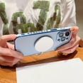 thumbnail image 2 of Magnetic Phone Case for iPhone 15 Pro Compatible with MagSafe Cute Rose Flower Case for Women Girls Luxury Plating Camera Lens Full Cover Soft Silicone Shockproof Cover 6.1 inch (Sierra Blue), 2 of 6