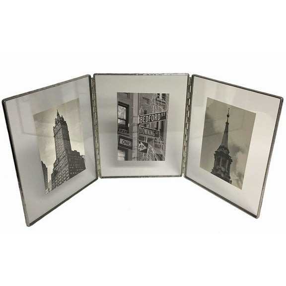 SILVER Clear-Glass Float Frame 4x5 3x4 Hinged Triple by Bedford Downing - 3x4