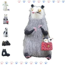 Wool Felt Familiars – Quirky Handmade Companions, Anxious Mother Opossum, 4" Wool Cat Figurines Tabletop Decor, Playful Felt Cat Ornaments, Home Office Party Supply Animal Crafts Gifts (E)