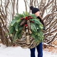 thumbnail image 3 of Farmhouse Christmas Wreaths for Front Door, 12 Inch Rattan Wreaths for Decorating Christmas, Golden Bells Hang Center Door Winter Wreath, 3 of 9