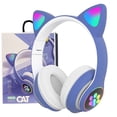 thumbnail image 1 of Auriculares Bluetooth KERHAND para niños con orejas de gato, LED, color azul claro, 1 of 6