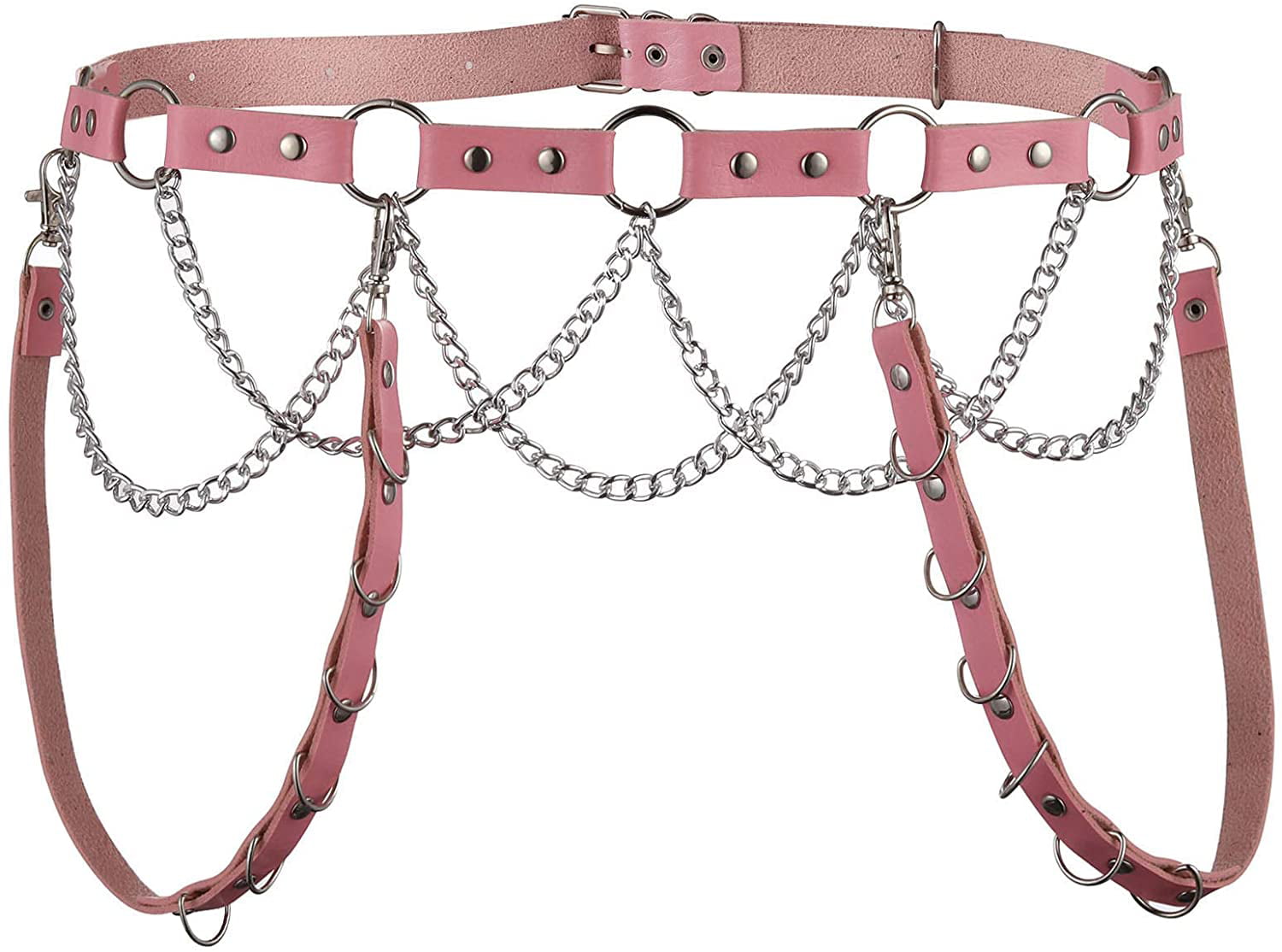 Metal Tassel Punk Rock  Suspender Straps With Chain Waist Belt Body Belts 