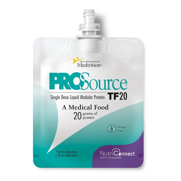 Medtrition NutriConnect™ ProSource® TF20 – ENFit® Compatible Modular Protein Supplement for Tube Feeding – 20g Liquid Protein in 60mL Pouch – Supports Aspen Guidelines & ICU Nutrition