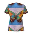 thumbnail image 4 of Naloa Oil Painting Beautiful Butterfly Print T-Shirts Short Sleeve V Neck Tees for Women Fashion Tops Trendy Lightweight Soft Casual Summer Outfits Clothes, 4 of 5