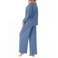 thumbnail image 3 of MINTREUS Women's Pajama Set Long Sleeve Sleepwear Set Soft Two Piece Matching Set with Pockets, 3 of 6