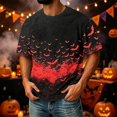 thumbnail image 4 of Halloween Corduroy Shirt for Men Spooky Bat Print Short Sleeve Graphic Tees Halloween Costumes Red 4XL, 4 of 7
