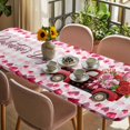 thumbnail image 3 of Valentine's Day Table Cloths for 8 Foot Rectangle Tables, Roses Car Love Hearts Romantic Pink Plaid Patio Waterproof Elastic Fitted Tablecloths, Washable Rectangular Table Cover for Camping, 3 of 8