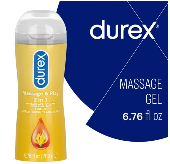 2 Pack Durex Massage & Play 2-in-1 Massage Gel Sensual Lubricant 6.76oz Ea