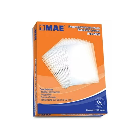 100 Protectores Hojas Mae Tamaño Carta Transparentes Carpeta, Para Documentos, Organización, Para Oficina, Archivo