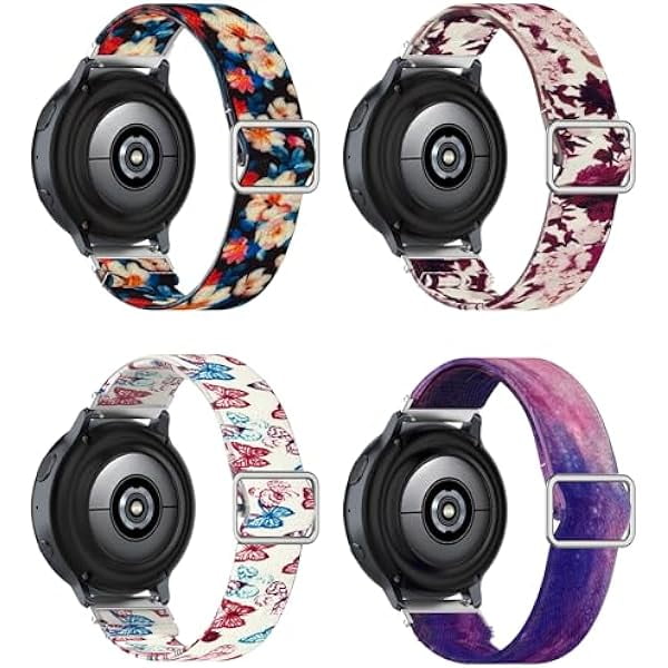 wonima11 Compatible for Garmin Forerunner 165/ Forerunner 165 Music Band 20mm, 4Pack Soft Stretchy Nylon Watch Bands for Garmin Forerunner 165 Strap Replacement for Women Men, 5.1''-7.5''