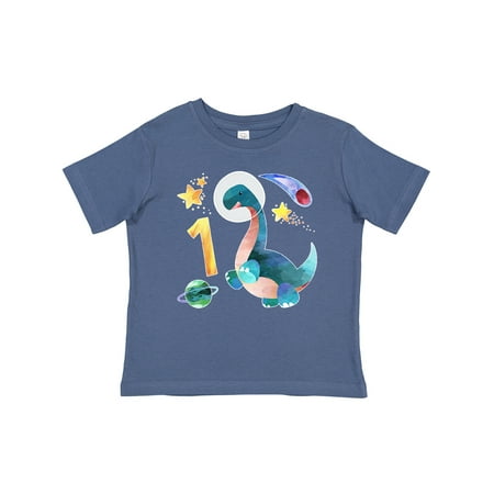 

Inktastic First Birthday Dinosaur Astronaut with Stars and Planet Gift Baby Boy or Baby Girl T-Shirt