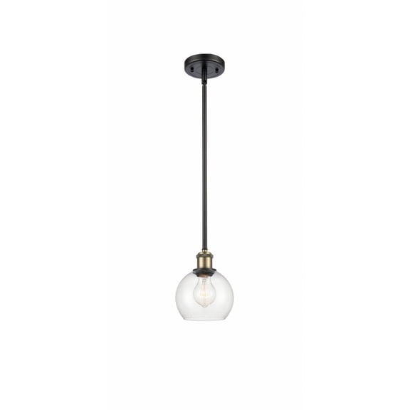 516-1S-WPC-G124-6 Innovations Lighting Athens 1 Light 6" Mini Pendant Clear/Black Antique Brass