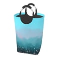 thumbnail image 2 of Waterproof Collapsible Laundry Hamper, Blue Watercolor Flowering Bush Aluminum Handle Laundry Bag Storage Basket, 50L, 2 of 6