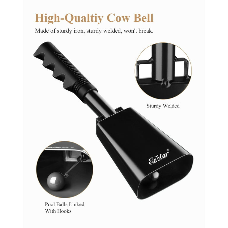Eastar 10 inch Steel Cow Bell with Handle Cowbells, Noise Makers, Cheering Loud Call Bell for Sporting Events Football Games Christmas Party School