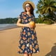 thumbnail image 4 of Easygdp Gingerbread Delights para Vestido Transpirable de Mujer, Vestido Suelto de Manga Corta con Pliegues y Bolsillos para el Verano, 4 of 6