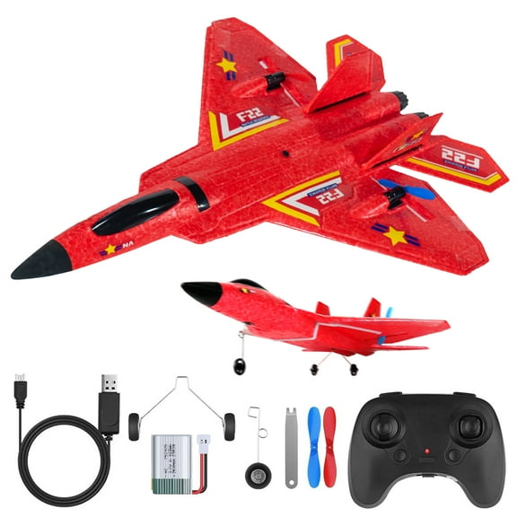 Remote controlled F22 fighter jet (land, sea, and air), 2.4GHz intelligent gyroscope remote control aircraft, LED night light, cool jet fighter jet for night flight, toy gift