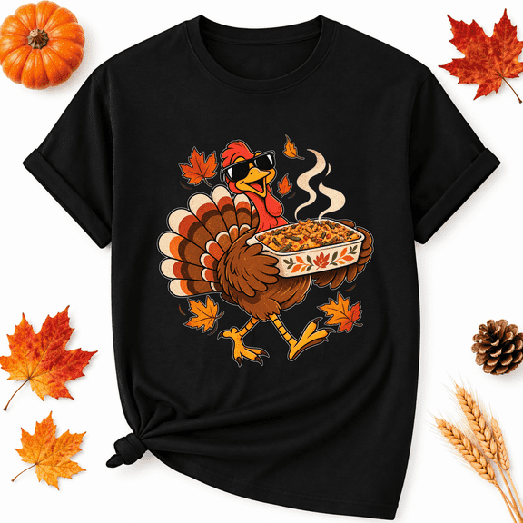 KeHetSoft Thanksgiving Casserole Turkey Cotton Graphic Unisex T-Shirt