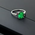 thumbnail image 4 of Gem Stone King 925 Sterling Silver Green Nano Emerald and Red Created Ruby 3 Stone Ring for Women (2.03 Cttw, Oval 10X8MM, Gemstone May Birthstone, Size 6), 4 of 4