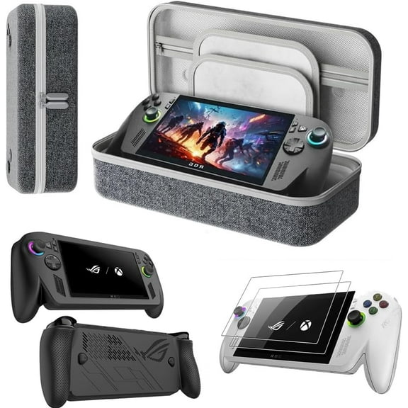 Protection Kit for 3 Set for ROG Xbox Ally X/ROG Xbox Ally, Carrying bag*1 Silicone Protective*1 Protective Film*2，Comprehensive Protection (Black)