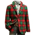 thumbnail image 5 of Stamzod Christmas Plaid Blazer for Men Single Breasted Long Sleeve Corduroy Jacket Business Casual Suit Jacket for Men Red Y XXL, 5 of 6
