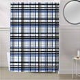 thumbnail image 5 of Fabric Shower Curtain Abstract Stripes Blue Black Grey Plaid Shower Curtains with 12 Hooks Waterproof Machine Washable Bath Curtains for Bathroom, 72 x 78in, 5 of 6