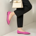 thumbnail image 5 of Ruiatoo Women's Flats Pointed Toe Knit Comfortable Slip On Ballet Flat Casual, Work Teacher Dressy Shoes Hot Pink 38, 5 of 5