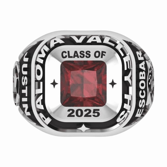 Customized High School Class Ring, Graduation Ring for Students, College or University Jewelery, Senior Gift - Two Tone Oval Birthstone Class Ring