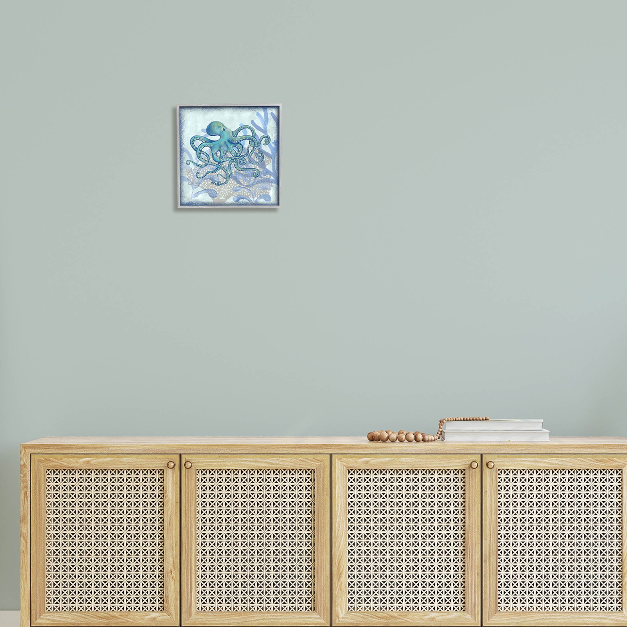 Layered Octopus Coral Botanicals Animals & Insects Graphic Art Gray Framed Art Print Wall Art