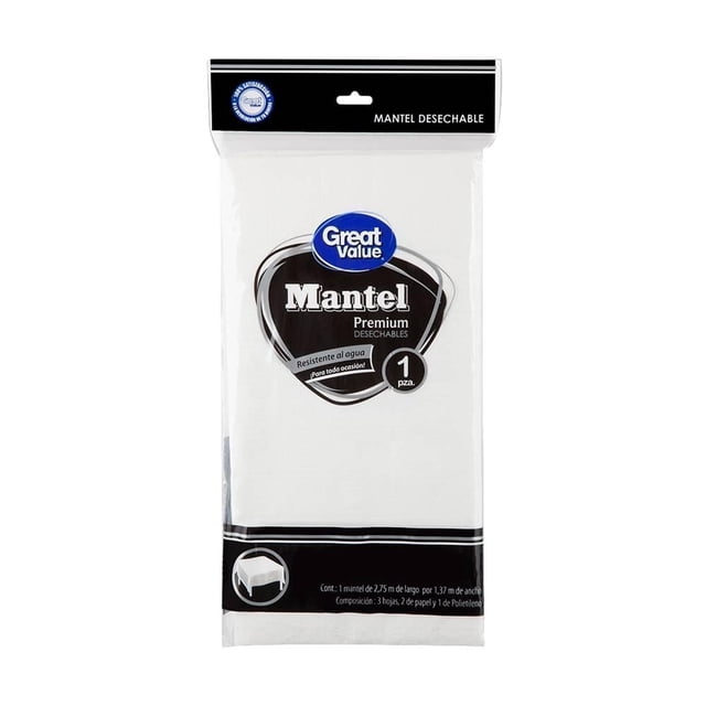 Mantel Great Value Premium desechable 1.37 m x 2.75 m varios colores