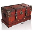 thumbnail image 3 of Pirate Treasure Chest Storage Box Durable Wood Metal Consction Que Hande, 3 of 7