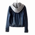 thumbnail image 2 of Women'S Casual Detachable Hoodie Denim Jacket Deep Blue L, 2 of 9
