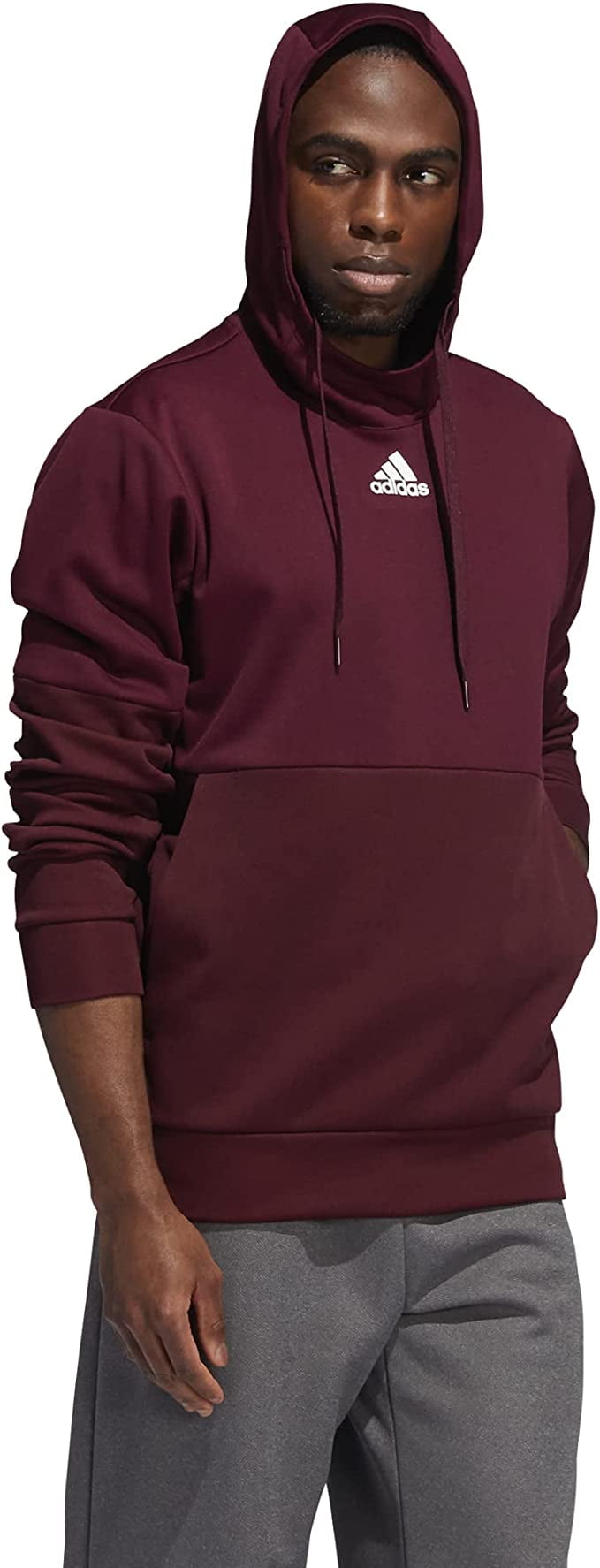 FQ0163 Adidas Men's Team Issue Pullover Collegiate Burgundy/White XL