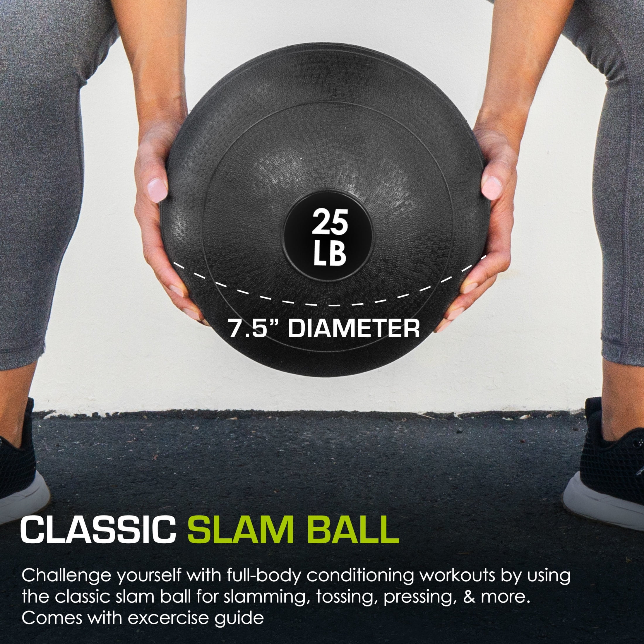 ProsourceFit Classic Slam Medicine Balls w/ Smooth Grip for Weighted Workouts,25 lb