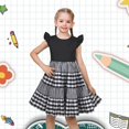 thumbnail image 2 of Sunny Fashion Girls Dress Black Gingham Plaid School Student Ruffle Cap Sleeve 5 Years, 2 of 6