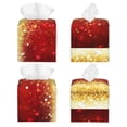 thumbnail image 2 of Goofa Red Gold Glitter Tissue Box Cover PVC Leather Tissue Holder Square Facial Tissue Case Facial Paper Organizer Dispenser for Bathroom, Vanity Countertop, 2 of 8