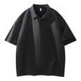 thumbnail image 6 of Men's Collared Shirts Short Sleeve Big and Tall Solid Lapel Button Casual Fashion Business T-Shirt, 6 of 9