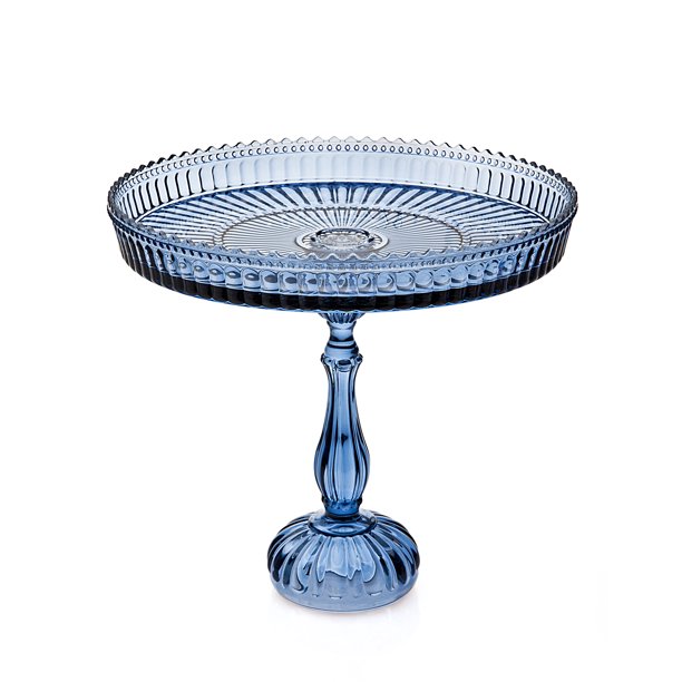 Godinger 12" Victoria Blue Stemmed Cake Plate