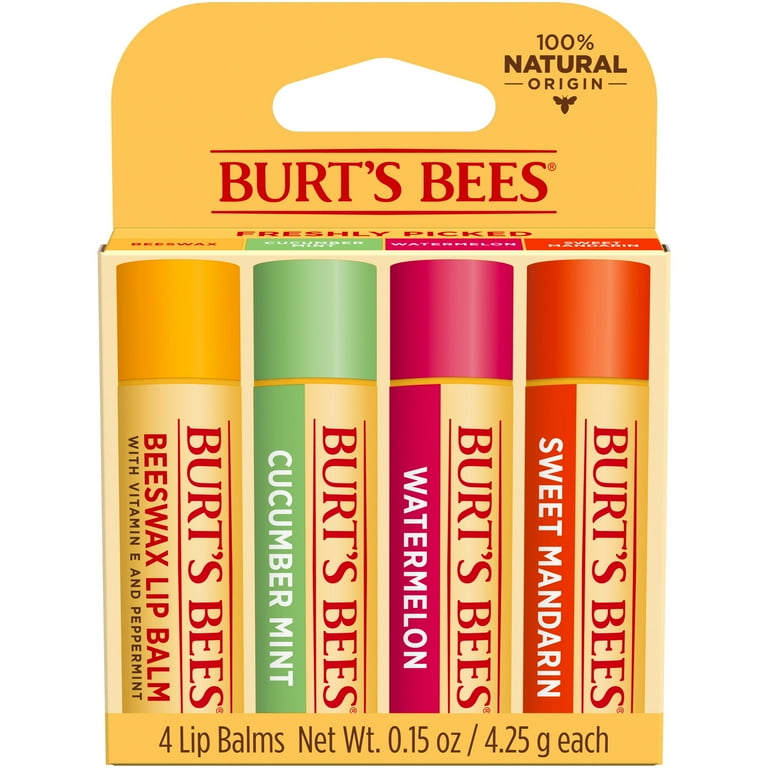 Burt's Bees Beeswax Lip Balm Pack, 4 Tubes, Cucumber Mint