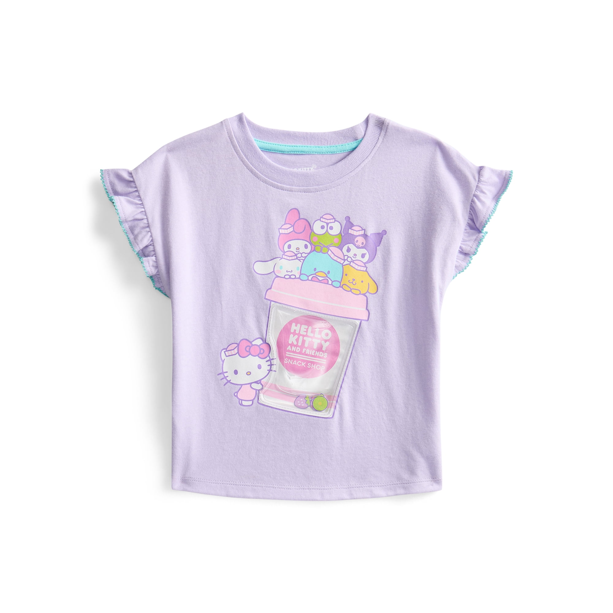 Hello Kitty and Friends Toddler Girls Ruffle Graphic Tee with Short Sleeves, Sizes 12M-5T
