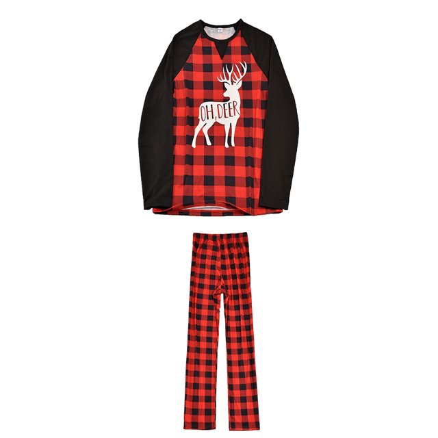 Qarigey Pijamas navideños a juego con la familia, ropa de salón navideña a cuadros, camisón de manga larga con cuello Pijama MUJER L Qarigey AP004036-12