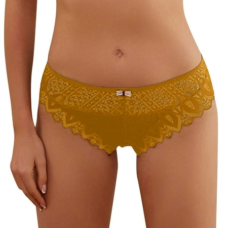 Womens Underpants Cheeky Underwear Naughty Panties Yellow Shorts for Women Plus Size M