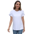 thumbnail image 6 of VDJ Womens Tops Dressy Blouses Casual Tshirts Summer Short Sleeve White Shirts Business Crew Neck Tunic Size XL, 6 of 9