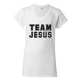 thumbnail image 2 of Wild Bobby Varsity Team Jesus Inspirational/Christian Women Standard V-Neck Tee, White, Large, 2 of 5