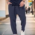 thumbnail image 2 of yillto Men’s Casual Pants Elastic Drawstring Waist Pants Loose Straight Leg Long Beach Sweatpants, 2 of 5