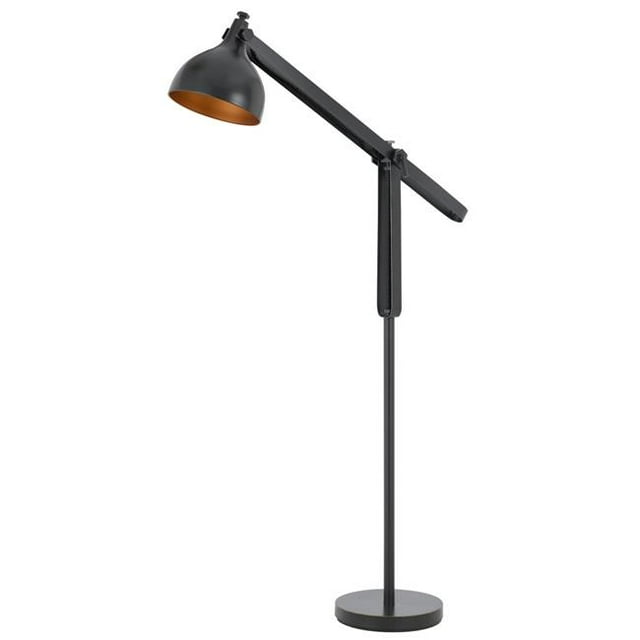 Benjara BM224965 Lampadaire Rond en Métal avec Support de Tige Réglable et Noir