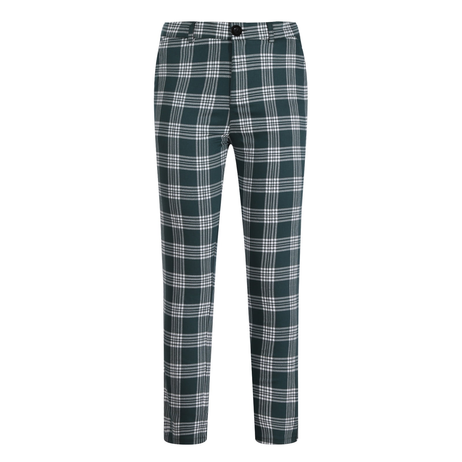 Mens Skinny Dress Pants Plaid Stripe Stretch Slim Fit FlatFront Pencil