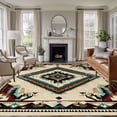 thumbnail image 2 of 5x8Ft Area Rugs Boho Red Teal Brown Non-Skid Rubber Backing Large Rectangle Rugs - Living Room Bedroom Home Office, Southwestern Vintage Geometric Indoor Floor Mat Carpets Washable Rug, 2 of 9