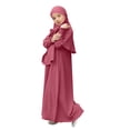 thumbnail image 4 of RXMEKW Ensemble de Robe Musulmane avec Châle pour Filles Manches Longues Col Rond Robe à Volants Tenue 2 Pcs Rose, 4 of 9