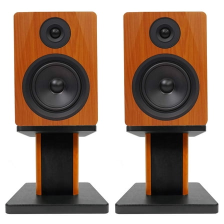 (2) Rockville APM5C 5.25" 250W Powered USB Studio Monitor Speakers Wood Stands